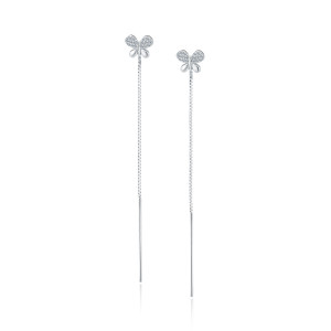 Cercei argint lungi cu lant si fluture cu pietre DiAmanti Z1810EPR_W-DIA (Argint 925‰ 1,3 g.)
